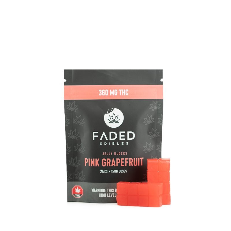 Faded Cannabis Co. Pink Grapefruit Jelly Blocks 360MG THC